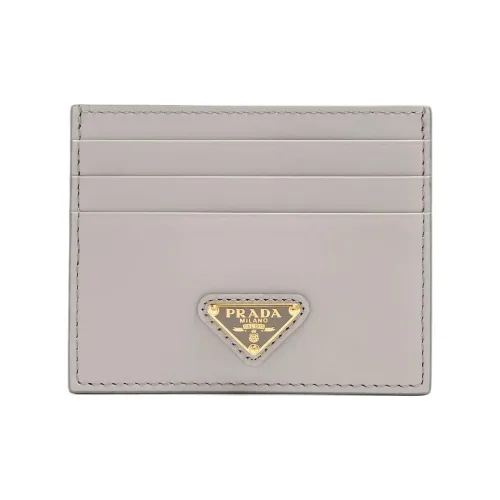 PRADA Leather Card Holder Women's Gray