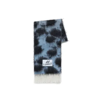 MARNI Polyamide Wool Alpaca Mohair Knit Scarves Women's Blue