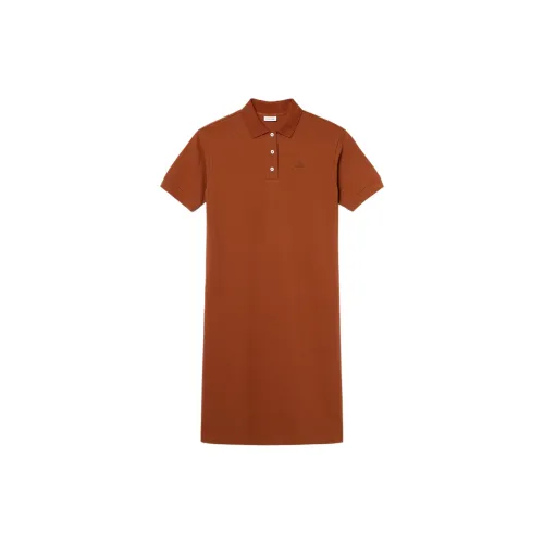 LACOSTE Short Sleeved Dresses Women's Brown