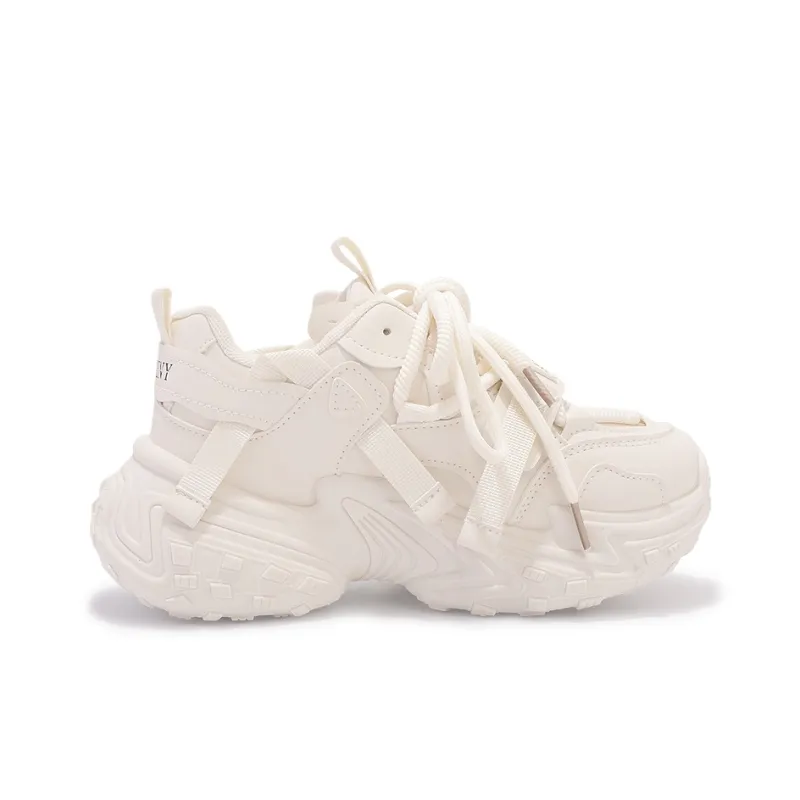 SNXR Anti-Slip Wear-Resistant Waterproof And Breathable Low-Top Chunky Sneakers Women's Beige-117