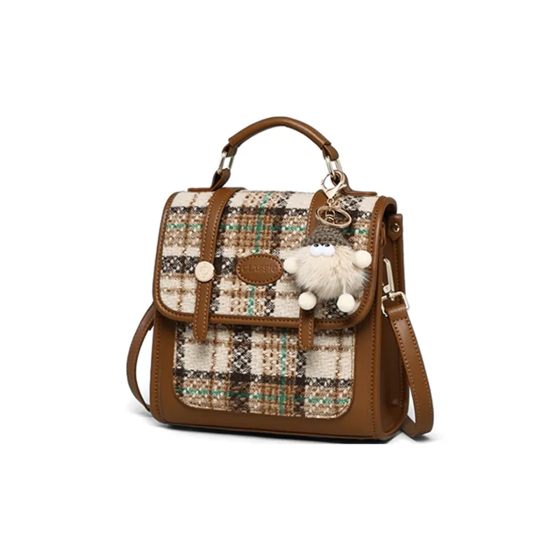 COMELY Fabric, Synthetic Leather Small Backpack Regular Women's Coffee-2