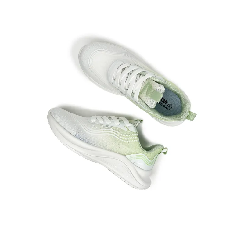 Warrior Cushioned Slip-Resistant Abrasion-Resistant Low-Top Running Shoes Women's White Green-1