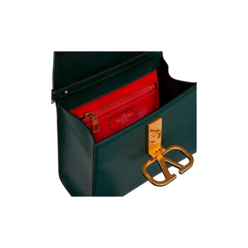 Valentino VSLING Grain Calfskin Shoulder Bag, Crossbody Bag, Handbag Trumpets Women's UK Green-4
