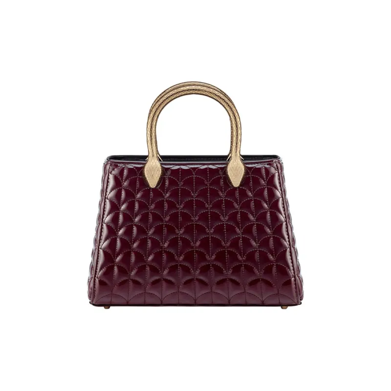 BVLGARI Serpentine Calfskin Tote Bag Shopping Bag Shoulder Bag Crossbody Bag Handbag Women's Dark Purple-0