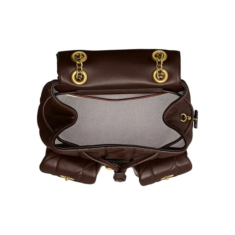 COACH Leather Backpack Trumpets Women's Brown-4