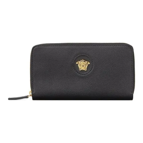 VERSACE La Medusa Leather Handheld Wallet Women's Black