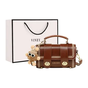 VINEY Cow Leather Crossbody Bag Shoulder Bag Handbags Small Size Women's Coffee