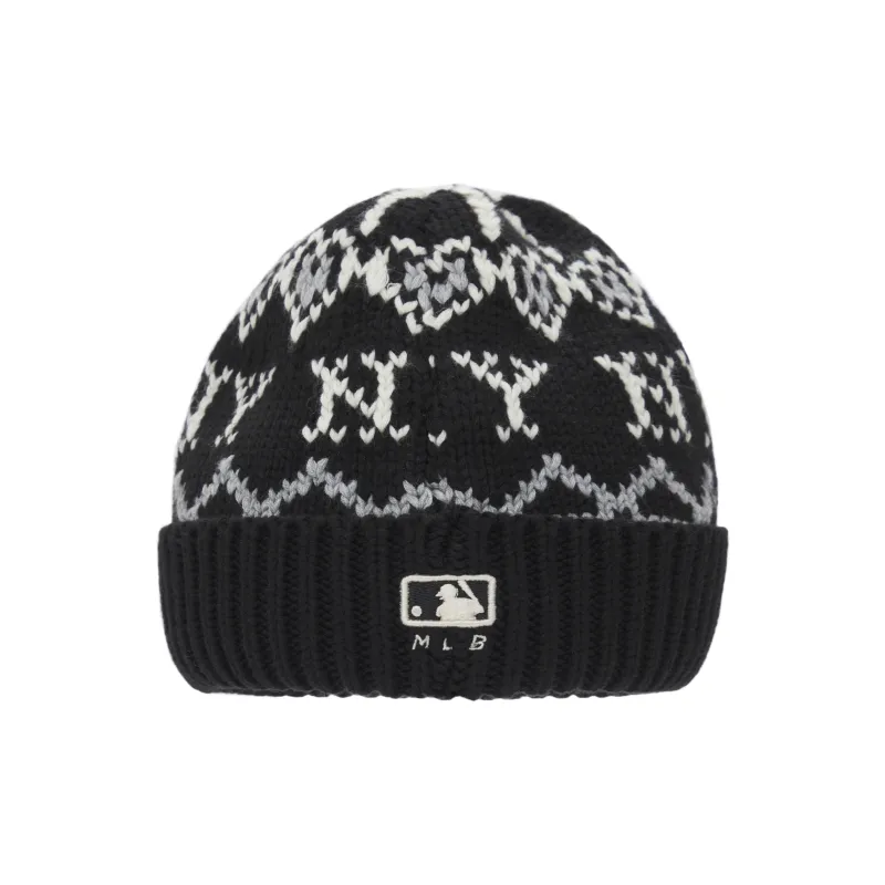 MLB Contains Wool Knitted Beanie Hat Unisex Black-4