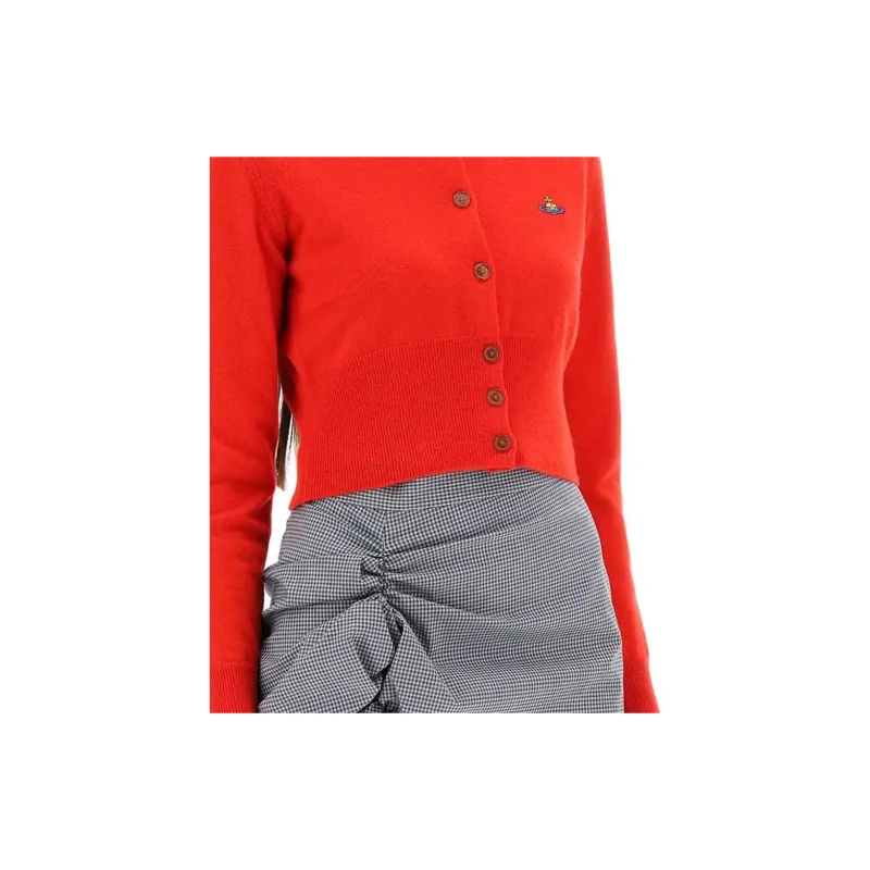 Vivienne Westwood Orb Embroidered Cropped Knitted Cardigan-5