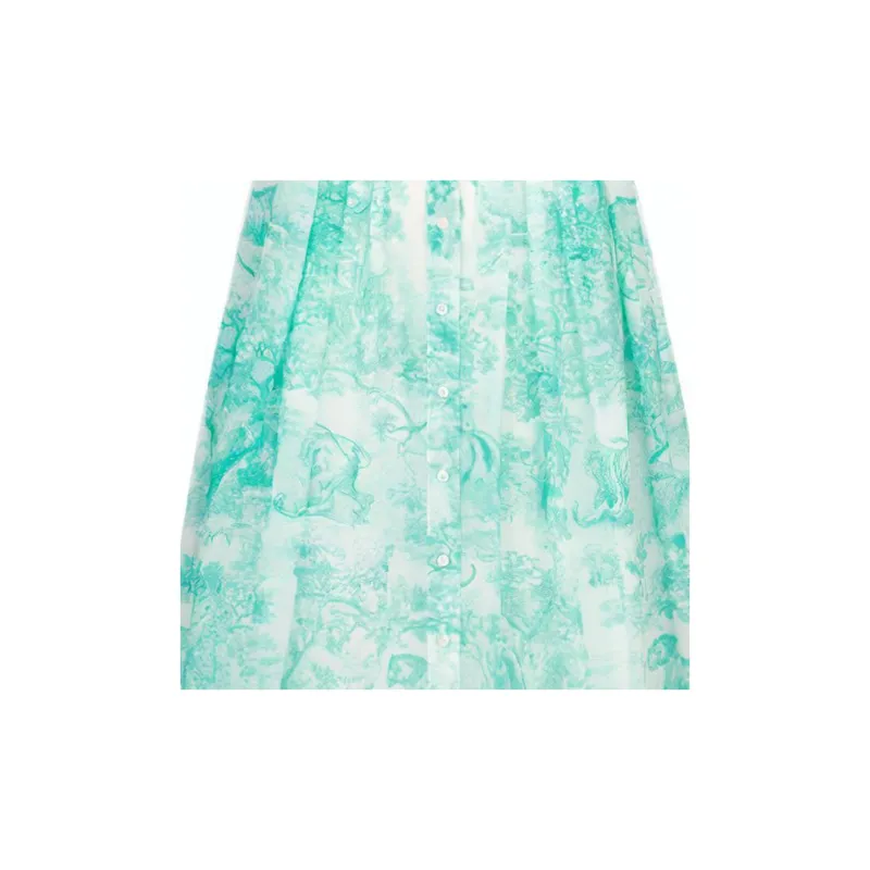 DIOR Short Sleeved Dress Women's Sea Blue-5