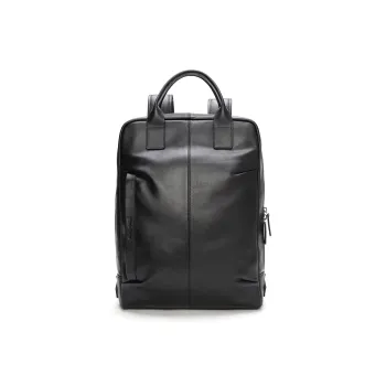 BISON DENIM Top Grain Cow Leather Carry Backpack Regular Men's Black