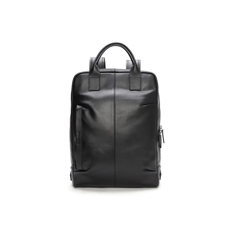 BISON DENIM Top Grain Cow Leather Carry Backpack Regular Men's Black-0