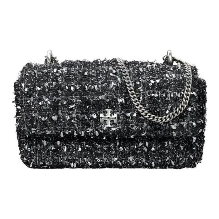 TORY BURCH Kira Tweed Portable Crossbody Bag, Shoulder Bag Mini Women's Black-0