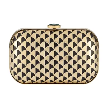 BVLGARI Metal Clutch Women's Black & Gold