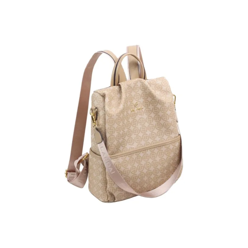 GELANDAI PVC One Shoulder Portable Backpack Women's Apricot-5