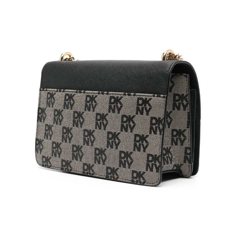 DKNY PVC Shoulder Bag Crossbody Bag Regular Women's Black & Beige-1