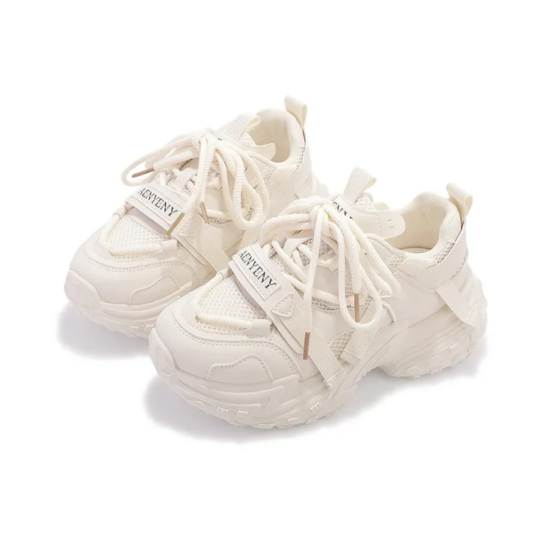 SNXR Anti-Slip Wear-Resistant Waterproof And Breathable Low-Top Chunky Sneakers Women's Beige-108