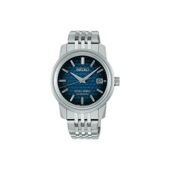 SEIKO Automatic/Manual Mechanical Movement Stainless Steel Strap Watch 38.6mm Men's Watches Blue Dial