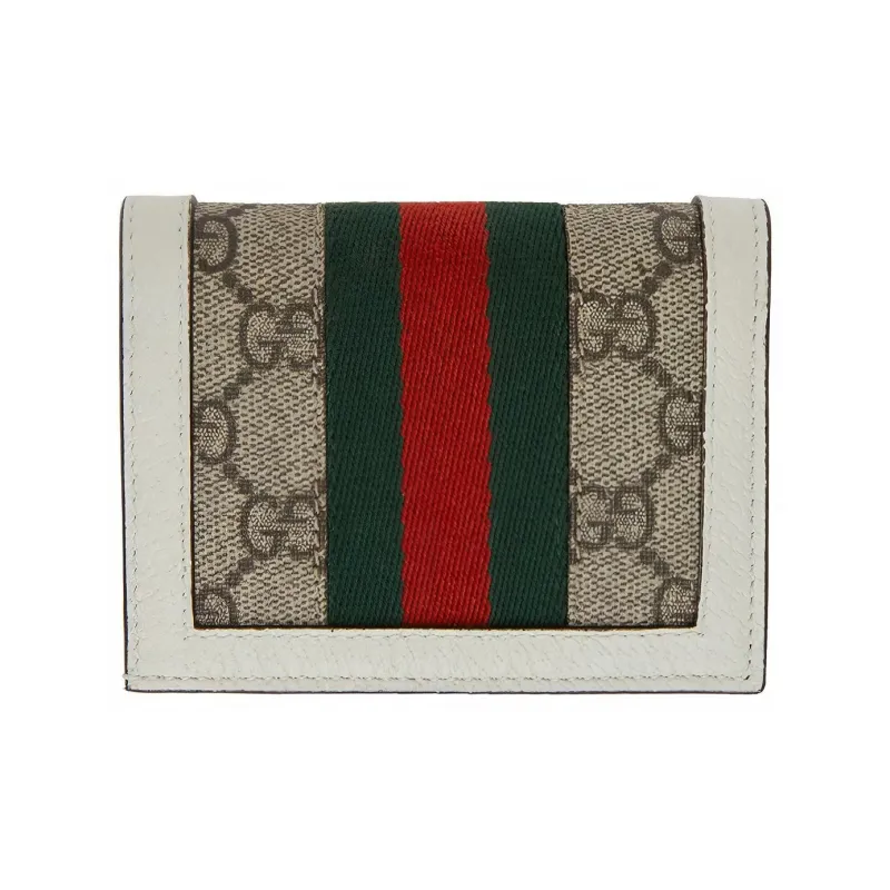 GUCCI Marmont Canvas With Leather Card Holder, Wallet Women's Khaki-1