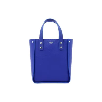 Fontana Milano 1915 Cow Leather Tote Bag Shopping Bag Shoulder Bag Crossbody Bag Handbag Women's Blue