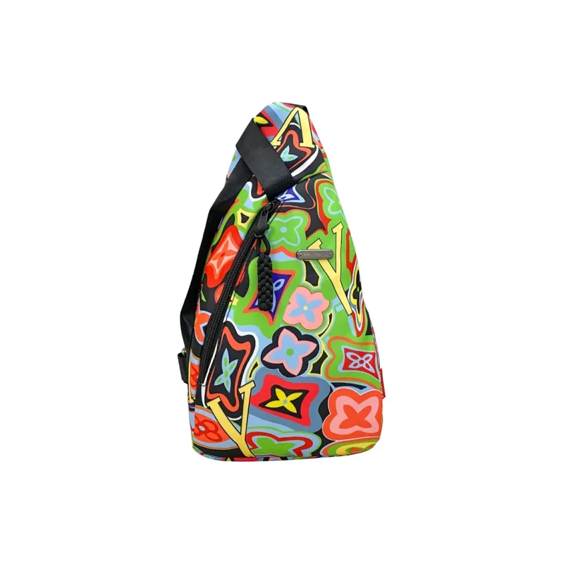 GEERDUN Nylon Sling Bag Regular Unisex Black/Orange Red/Green/Pink-11