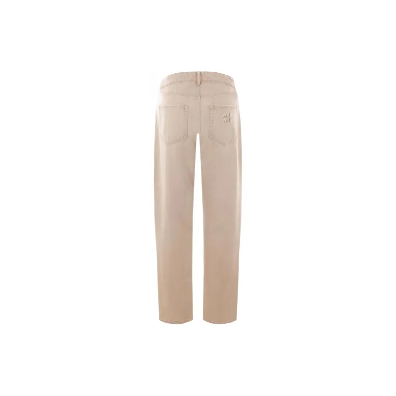 MIU MIU Logo Patch Straight-Leg Jeans-1