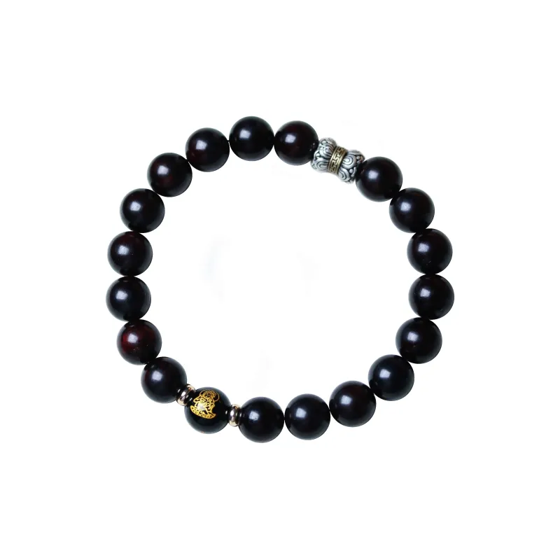 Tan Xin Pterocarpus Good Luck Beaded Bracelet Unisex-0