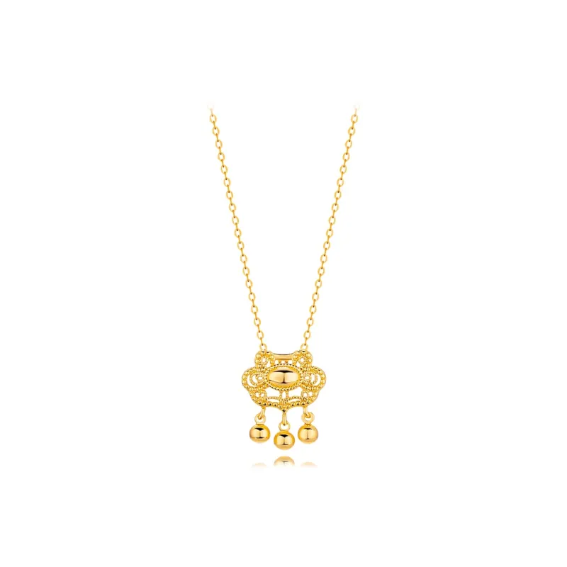 Muyan Alloy Filigree Peace Lock Necklace Women's-0