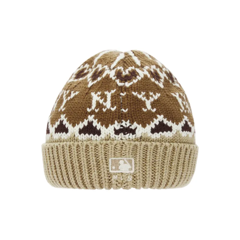 MLB Contains Wool Knitted Beanie Hat Unisex Brown-3