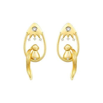 Social Talent 18K Gold Plated 925 Sterling Silver Needle Earrings Women's