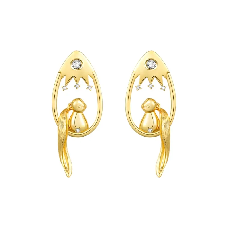 Social Talent 18K Gold Plated 925 Sterling Silver Needle Earrings Women's-0