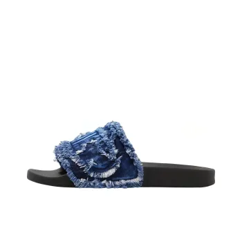 DIESEL Sa Fringed Denim Slides
