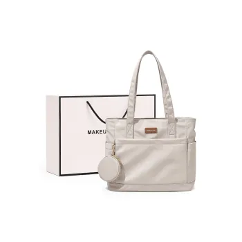 MAKEUP KITTEN Nylon Fabric Synthetic Leather Tote Bag Shopping Bag Handbag Shoulder Bags Women's Khaki/Black