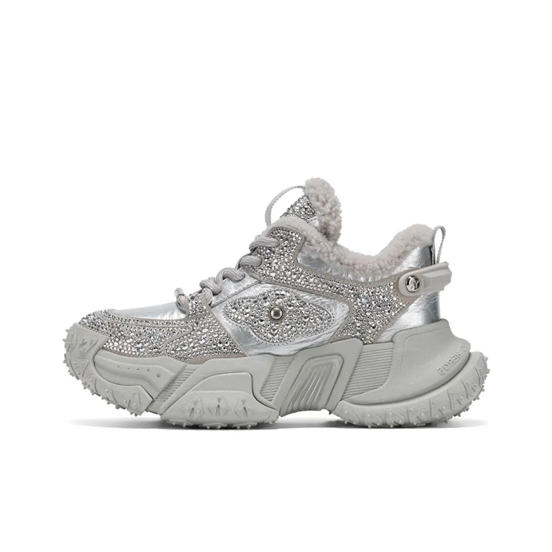 GG CC Chunky Sneakers Women's Low Top Black/Silver-5