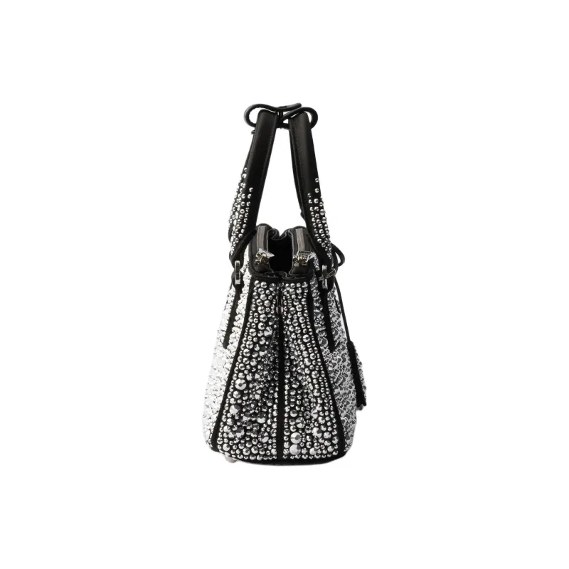 PRADA Fabric Shoulder Bag Crossbody Bag Handbag Mini Women's Metallic Silver-2