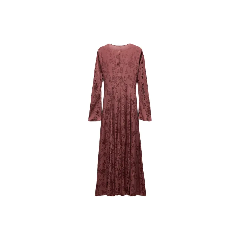 ZARA Long Sleeved Dress Women's Bordeaux-1