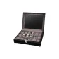 18 Watch Slot Black Microfiber Leather+Gray Fleece[Window+Key]