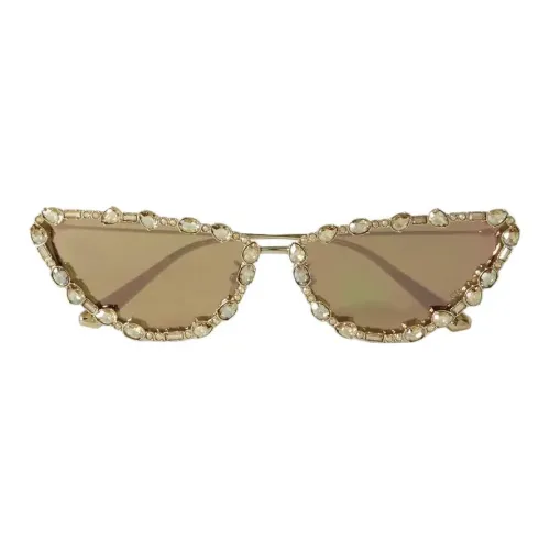 DIOR Metal Swarovski Crystal Cat Eye Sunglasses Women's Gold