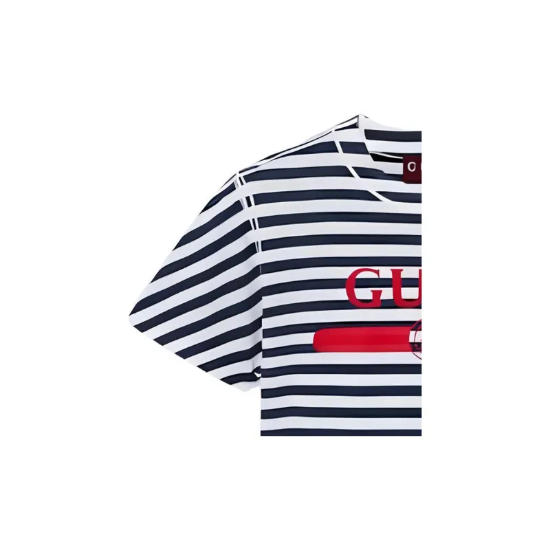 GUCCI Logo Printed Striped T Shirt-5