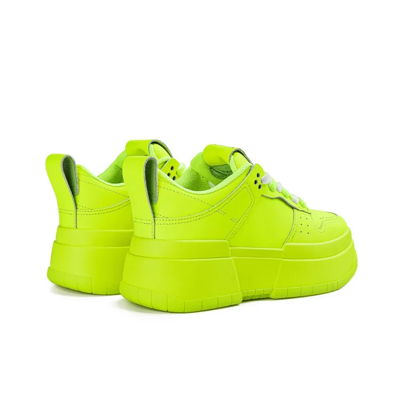 NAUTICA Wear Resistant Height Increasing Low Top Skateboard Shoes Women's Neon Yellow-3