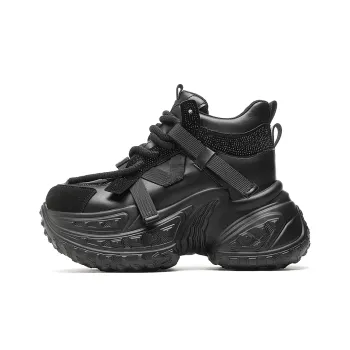 CARDANRO Small sized Sky Vegetables Chunky Sneakers Women's Mid Top Black