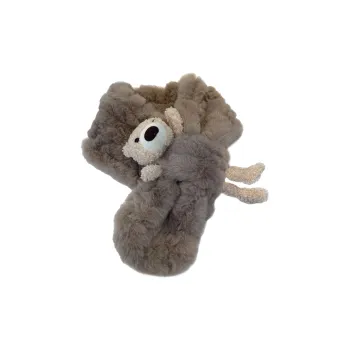 Lagur Faux Rabbit Fur Knit Scarves Women's Khaki/Ecru