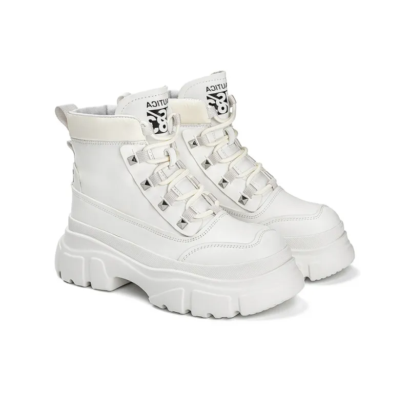 NAUTICA Short Mid Calf Martin Boot Women's White-2