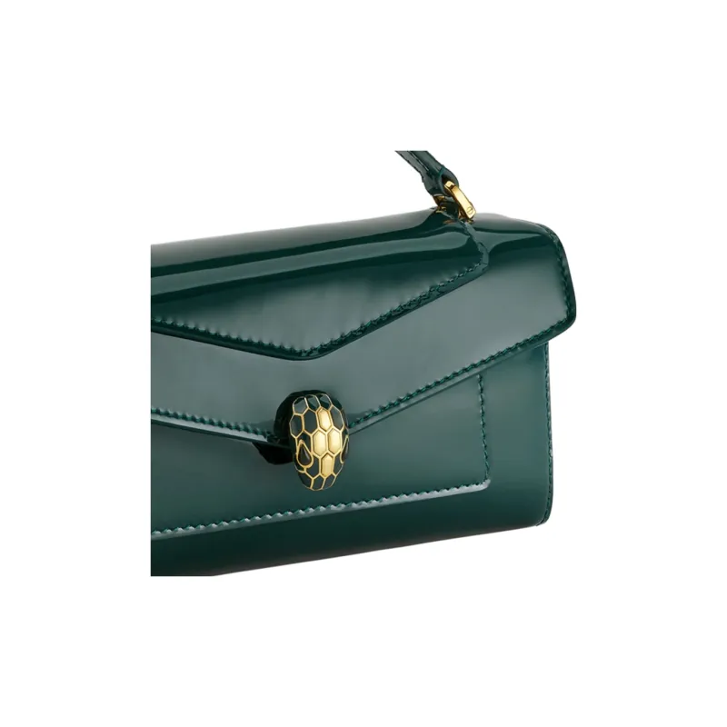 BVLGARI Serpenti Forever Calfskin Shoulder Bag Crossbody Bag Handbag Micro Women's Green-3