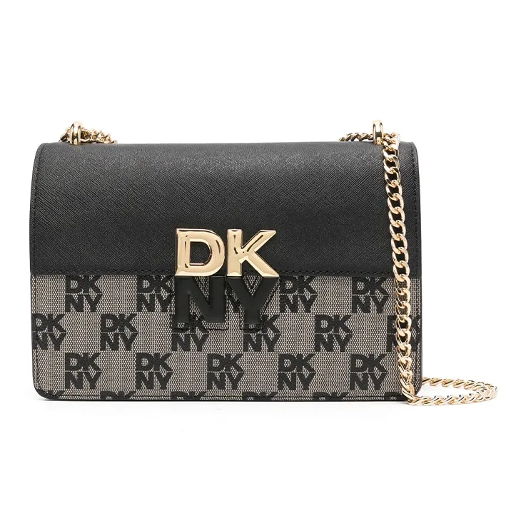 DKNY PVC Shoulder Bag Crossbody Bag Regular Women's Black & Beige-0