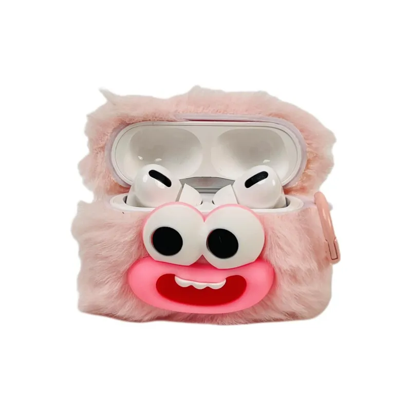 Wei Xin Compatibility Apple AirPods 4/2/3/4th Generation/AirPods Pro/Pro 2 Plush 3D Effect Sausage Lips Headphone Cases-7