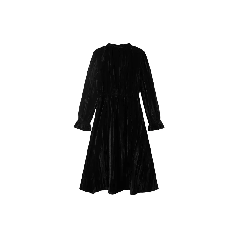 DIALOGUE Long Sleeved Dress Women's Elegant Black-1