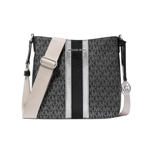 MICHAEL KORS Jet Set Travel Coated Canvas Messenger Bag Crossbody Bags Small Size Women's Silver Gray