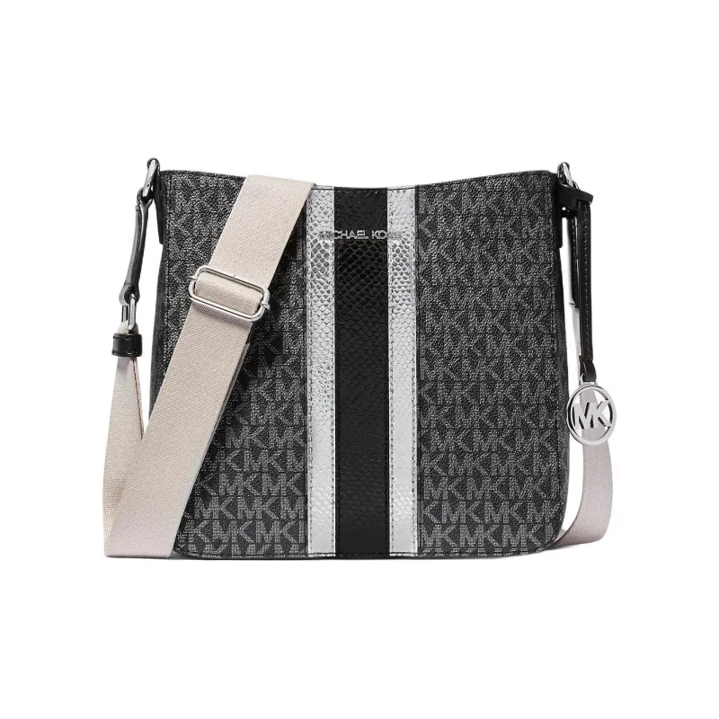 MICHAEL KORS Jet Set Travel Coated Canvas Messenger Bag Crossbody Bags Small Size Women's Silver Gray-0