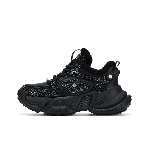 GG CC Chunky Sneakers Women's Low Top Black/Silver